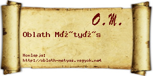 Oblath Mátyás névjegykártya