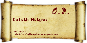 Oblath Mátyás névjegykártya